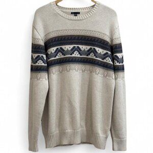 GAP 100% Cotton Fairisle Holiday 2013 Winter Knit Crewneck Cream Sweater - XL